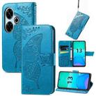 For Xiaomi Redmi 13 4G Butterfly Love Flower Embossed Leather Phone Case(Blue) - 1