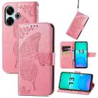 For Xiaomi Redmi 13 4G Butterfly Love Flower Embossed Leather Phone Case(Pink) - 1