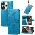 For Xiaomi Redmi Turbo 3 5G Butterfly Love Flower Embossed Leather Phone Case(Blue) - 1