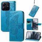 For Xiaomi Redmi Note 14 5G Butterfly Love Flower Embossed Leather Phone Case(Blue) - 1