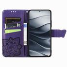 For Xiaomi Redmi Note 14 5G Butterfly Love Flower Embossed Leather Phone Case(Purple) - 3