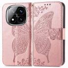 For Xiaomi Redmi Note 14 Pro 5G Butterfly Love Flower Embossed Leather Phone Case(Rose Gold) - 2