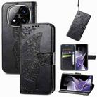 For Xiaomi Redmi Note 14 Pro 5G Butterfly Love Flower Embossed Leather Phone Case(Black) - 1