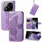 For Xiaomi Redmi Note 14 Pro 5G Butterfly Love Flower Embossed Leather Phone Case(Lavender) - 1