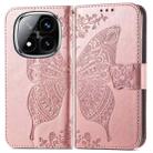 For Xiaomi Redmi Note 14 Pro+ 5G Butterfly Love Flower Embossed Leather Phone Case(Rose Gold) - 2
