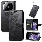 For Xiaomi Redmi Note 14 Pro+ 5G Butterfly Love Flower Embossed Leather Phone Case(Black) - 1