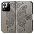 For Xiaomi 15 Butterfly Love Flower Embossed Leather Phone Case(Gray) - 2