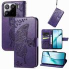 For Xiaomi 15 Butterfly Love Flower Embossed Leather Phone Case(Purple) - 1