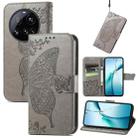 For Xiaomi 15 Ultra Butterfly Love Flower Embossed Leather Phone Case(Gray) - 1