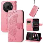 For Sharp Aquos R8 Pro Butterfly Love Flower Embossed Leather Phone Case(Pink) - 1