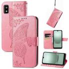 For Sharp Aquos Wish 3 Butterfly Love Flower Embossed Leather Phone Case(Pink) - 1