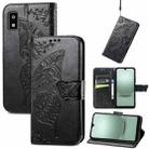 For Sharp Aquos Wish 3 Butterfly Love Flower Embossed Leather Phone Case(Black) - 1