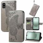 For Sharp Aquos Wish 3 Butterfly Love Flower Embossed Leather Phone Case(Gray) - 1