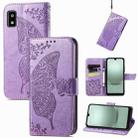 For Sharp Aquos Wish 3 Butterfly Love Flower Embossed Leather Phone Case(Lavender) - 1