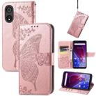 For Cubot P60 Butterfly Love Flower Embossed Leather Phone Case(Rose Gold) - 1