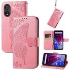 For Cubot P60 Butterfly Love Flower Embossed Leather Phone Case(Pink) - 1
