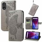 For Cubot P60 Butterfly Love Flower Embossed Leather Phone Case(Gray) - 1