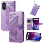 For Cubot P60 Butterfly Love Flower Embossed Leather Phone Case(Lavender) - 1
