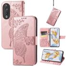 For Honor 90 Butterfly Love Flower Embossed Leather Phone Case(Rose Gold) - 1