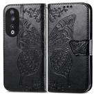 For Honor 90 Butterfly Love Flower Embossed Leather Phone Case(Black) - 2