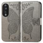 For Honor 90 Butterfly Love Flower Embossed Leather Phone Case(Gray) - 2