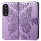 For Honor 90 Butterfly Love Flower Embossed Leather Phone Case(Lavender) - 2