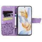 For Honor 90 Butterfly Love Flower Embossed Leather Phone Case(Lavender) - 3