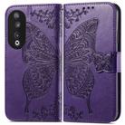 For Honor 90 Butterfly Love Flower Embossed Leather Phone Case(Purple) - 2