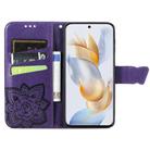 For Honor 90 Butterfly Love Flower Embossed Leather Phone Case(Purple) - 3