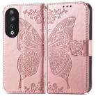 For Honor X6A Butterfly Love Flower Embossed Leather Phone Case(Rose Gold) - 2