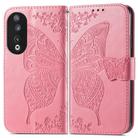 For Honor X6A Butterfly Love Flower Embossed Leather Phone Case(Pink) - 2