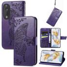 For Honor X6A Butterfly Love Flower Embossed Leather Phone Case(Purple) - 1