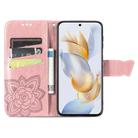 For Honor X9b Butterfly Love Flower Embossed Leather Phone Case(Rose Gold) - 3