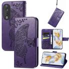 For Honor X9b Butterfly Love Flower Embossed Leather Phone Case(Purple) - 1