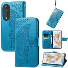 For Honor Play 40C / X5 Plus Butterfly Love Flower Embossed Leather Phone Case(Blue) - 1