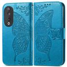 For Honor Play 40C / X5 Plus Butterfly Love Flower Embossed Leather Phone Case(Blue) - 2