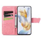 For Honor Play 40C / X5 Plus Butterfly Love Flower Embossed Leather Phone Case(Pink) - 3