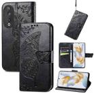 For Honor X50i+ Butterfly Love Flower Embossed Leather Phone Case(Black) - 1