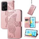 For Honor 200 Lite Global Butterfly Love Flower Embossed Leather Phone Case(Rose Gold) - 1