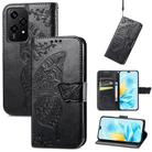 For Honor 200 Lite Global Butterfly Love Flower Embossed Leather Phone Case(Black) - 1