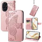 For Honor 200 Pro Butterfly Love Flower Embossed Leather Phone Case(Rose Gold) - 1