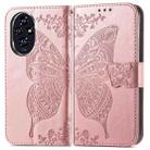 For Honor 200 Pro Butterfly Love Flower Embossed Leather Phone Case(Rose Gold) - 2