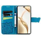 For Honor 200 Pro Butterfly Love Flower Embossed Leather Phone Case(Blue) - 3