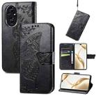 For Honor 200 Pro Butterfly Love Flower Embossed Leather Phone Case(Black) - 1