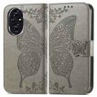 For Honor 200 Pro Butterfly Love Flower Embossed Leather Phone Case(Gray) - 2