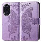 For Honor 200 Pro Butterfly Love Flower Embossed Leather Phone Case(Lavender) - 2