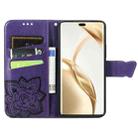 For Honor 200 Pro Butterfly Love Flower Embossed Leather Phone Case(Purple) - 3