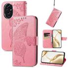 For Honor 200 Butterfly Love Flower Embossed Leather Phone Case(Pink) - 1