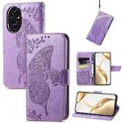 For Honor 200 Butterfly Love Flower Embossed Leather Phone Case(Lavender) - 1