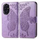 For Honor 200 Butterfly Love Flower Embossed Leather Phone Case(Lavender) - 2